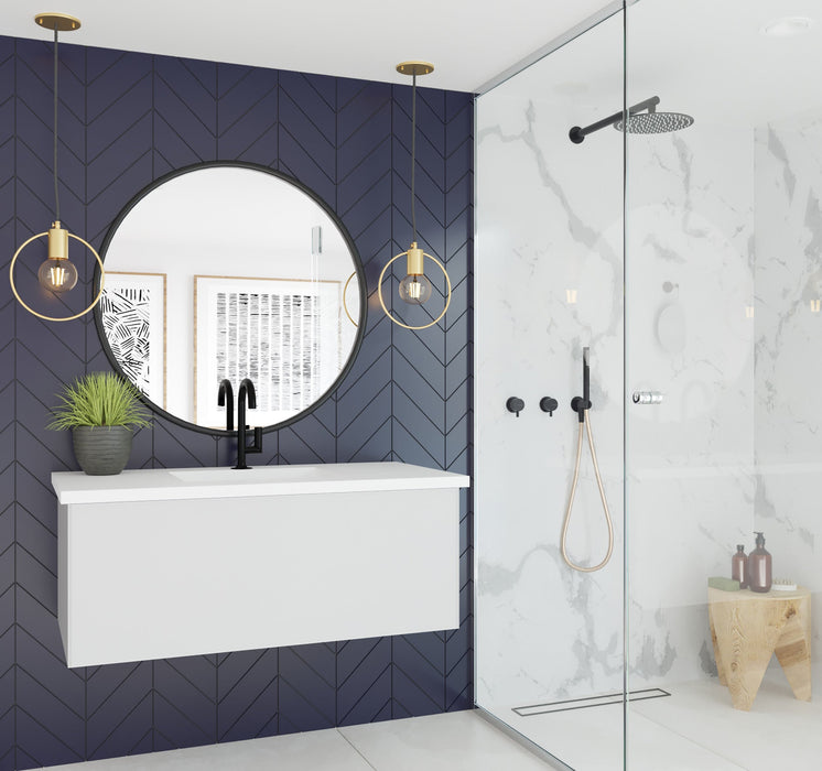 Laviva 313VTR-42CW Vitri 42" Bathroom Vanity with VIVA Stone Solid Surface Countertop