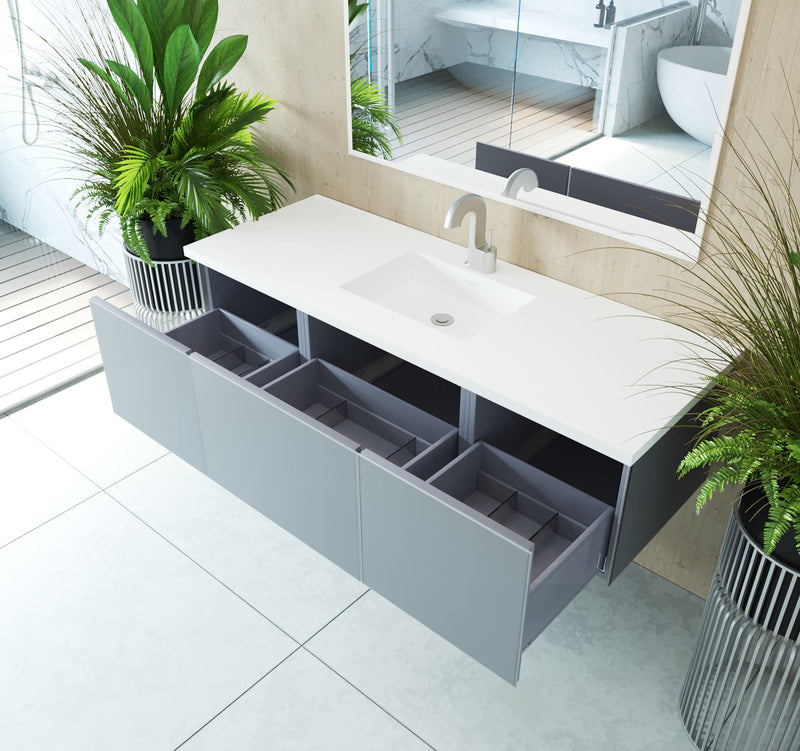 Laviva 313VTR-60CFG Vitri 60" Single Sink Bathroom Vanity with VIVA Stone Solid Surface Countertop (image 4)