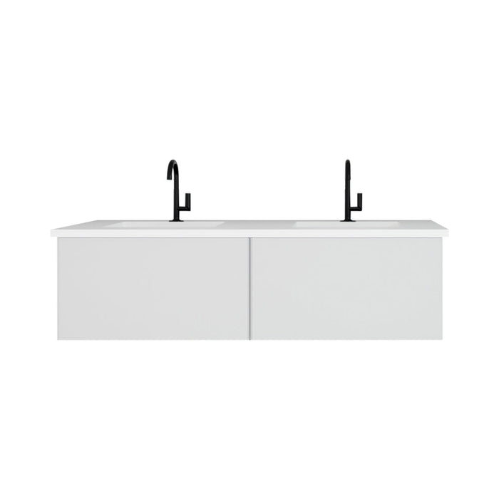 Laviva 313VTR-60DCW Vitri 60" Double Sink Bathroom Vanity with VIVA Stone Solid Surface Countertop