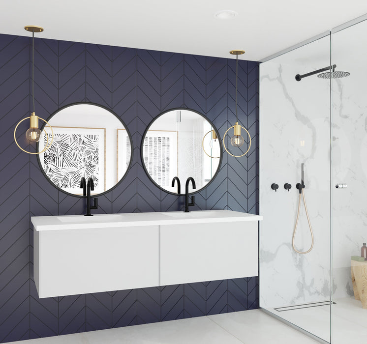 Laviva 313VTR-60DCW Vitri 60" Double Sink Bathroom Vanity with VIVA Stone Solid Surface Countertop