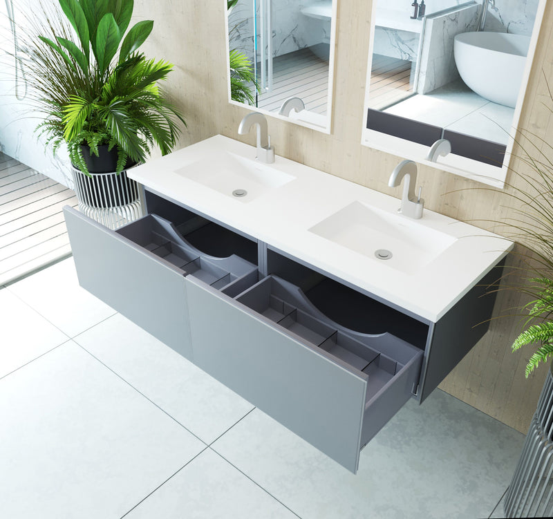 Laviva 313VTR-60DFG Vitri 60" Double Sink Bathroom Vanity with VIVA Stone Solid Surface Countertop (image 4)