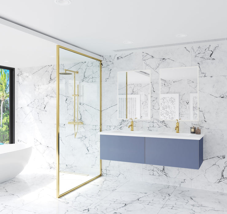 Laviva 313VTR-60DNB Vitri 60" Double Sink Bathroom Vanity with VIVA Stone Solid Surface Countertop