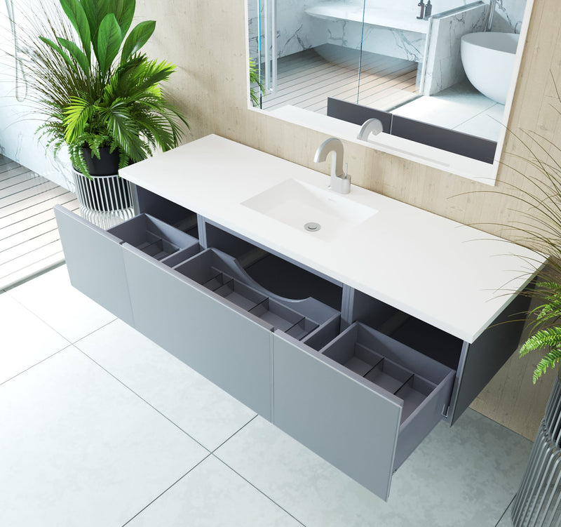 Laviva 313VTR-66FG Vitri 66" Single Sink Bathroom Vanity with VIVA Stone Solid Surface Countertop (image 4)