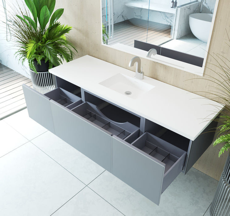 Laviva 313VTR-66FG Vitri 66" Single Sink Bathroom Vanity with VIVA Stone Solid Surface Countertop