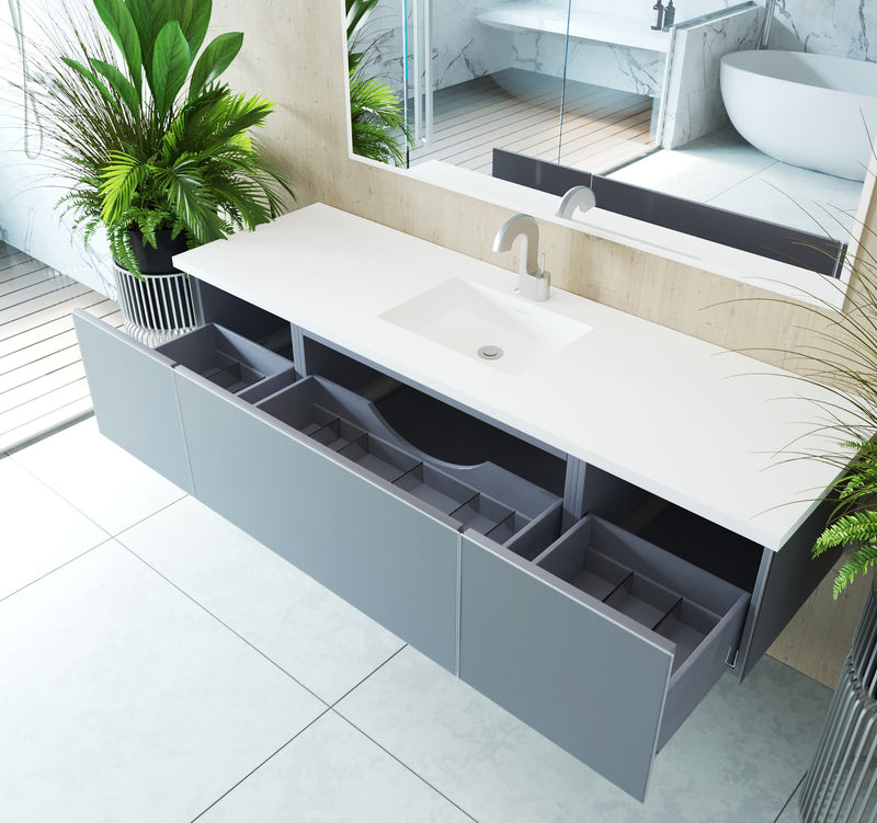 Laviva 313VTR-72CFG Vitri 72" Single Sink Bathroom Vanity with VIVA Stone Solid Surface Countertop (image 4)