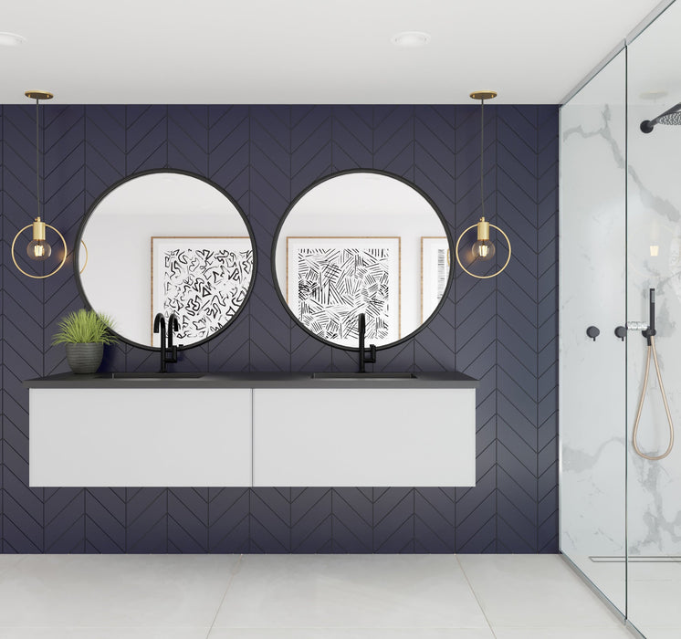 Laviva 313VTR-72DCW Vitri 72" Double Sink Bathroom Vanity with VIVA Stone Solid Surface Countertop