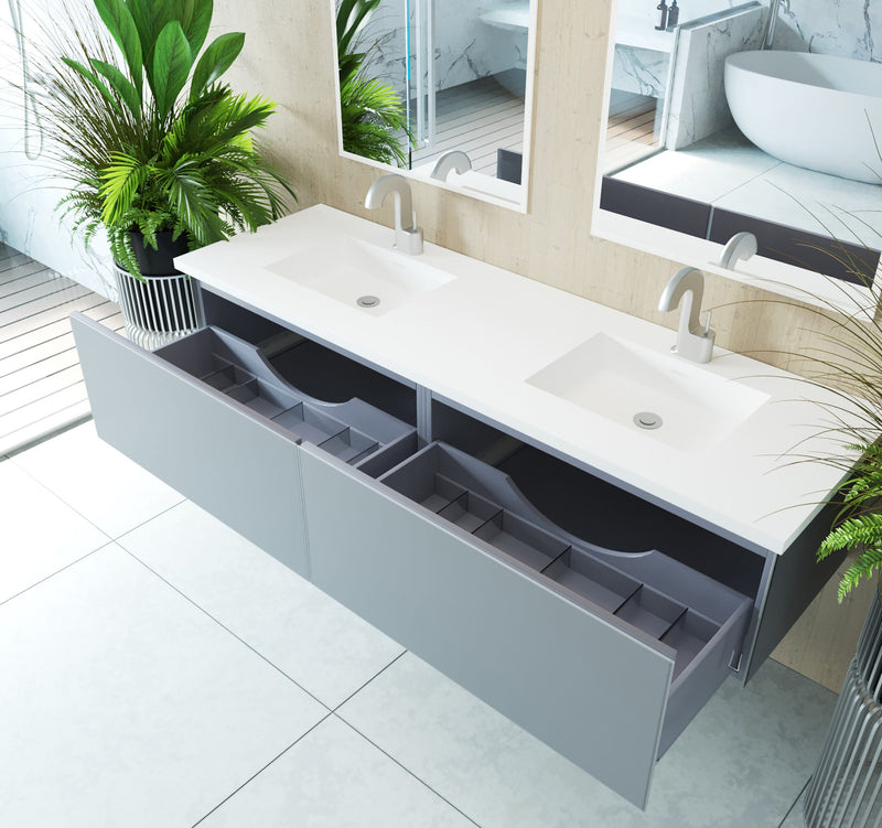 Laviva 313VTR-72DFG Vitri 72" Double Sink Bathroom Vanity with VIVA Stone Solid Surface Countertop (image 4)