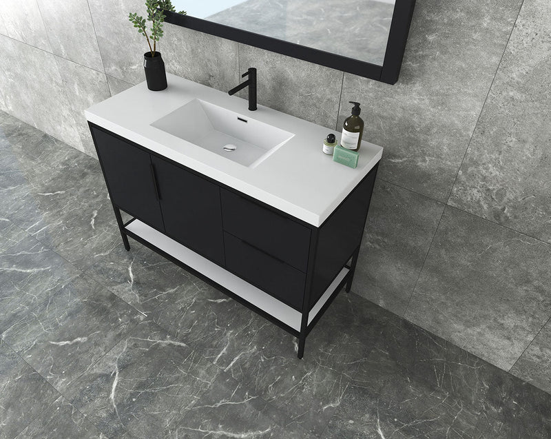 Matthew 24"-72" Glossy White Freestanding Vanity with Reinforced Acrylic Sinks