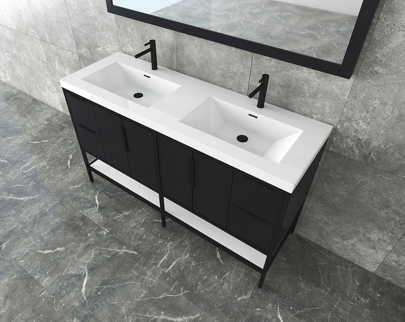 Matthew 24"-72" Glossy White Freestanding Vanity with Reinforced Acrylic Sinks