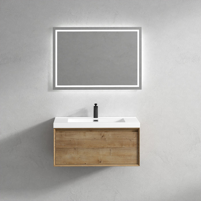 Bella 36" Floating Vanity in White Oak with Acrylic Double Sink - Better Vanity