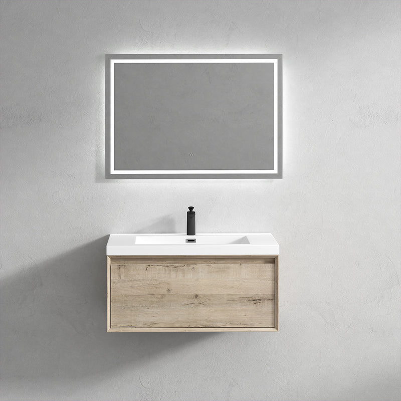 Bella 36" Floating Vanity in Light Oak with Acrylic Double Sink - Better Vanity