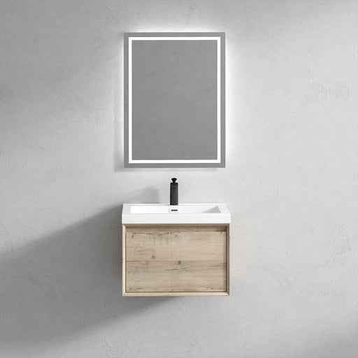 Bella 24" Floating Vanity with Single Reinforced Acrylic Sink Top in Light Oak - Better Vanity