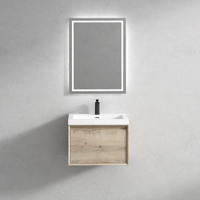 Bella 24" Floating Vanity with Single Reinforced Acrylic Sink Top in Light Oak - Better Vanity