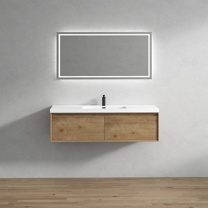 Bella 60" Floating Vanity in White Oak with Acrylic Single Sink - Better Vanity