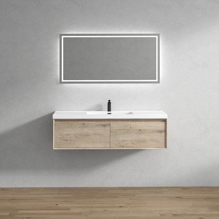 Bella 60" Floating Vanity in Light Oak with Acrylic Single Sink - Better Vanity
