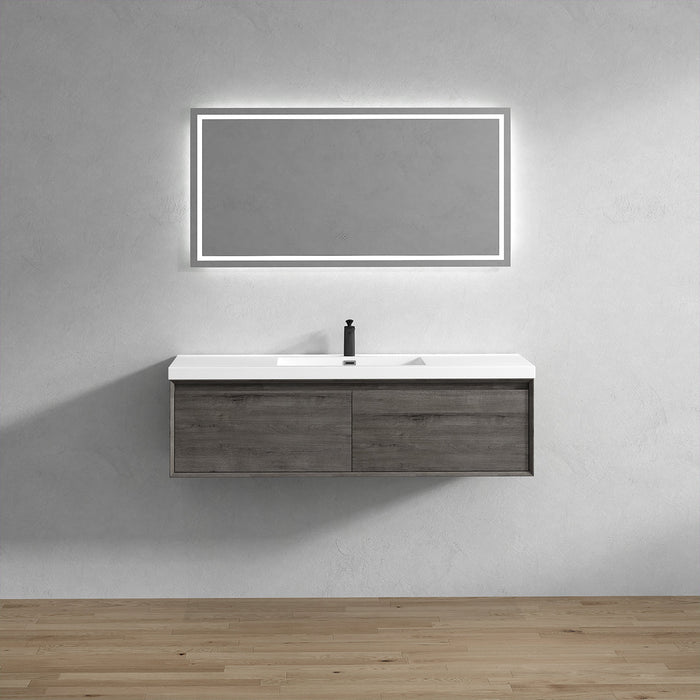 Bella 60" Floating Vanity in Smoke Oak with Acrylic Single Sink - Better Vanity