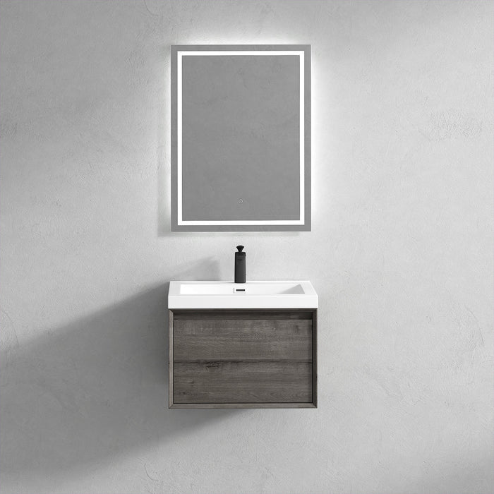Bella 24" Floating Vanity with Single Reinforced Acrylic Sink Top in Smoke Oak - Better Vanity