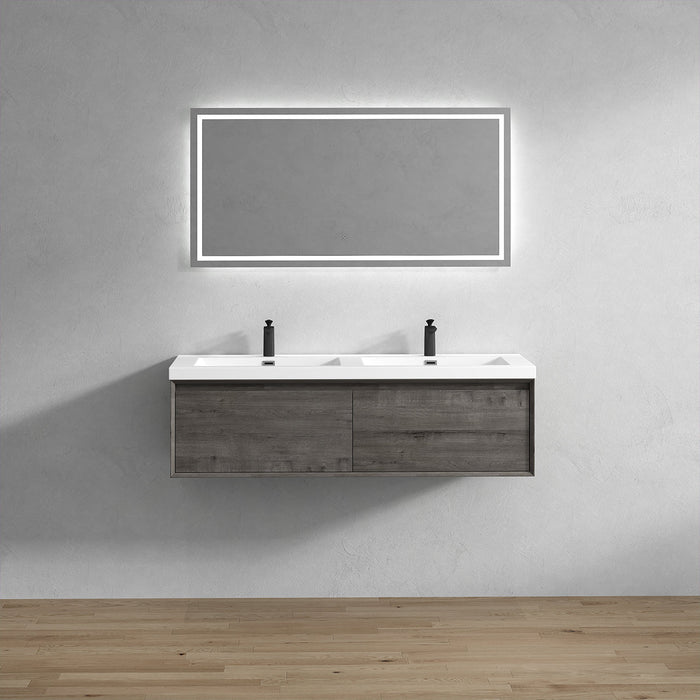 Bella 60" Floating Vanity in Smoke Oak with Acrylic Double Sink - Better Vanity