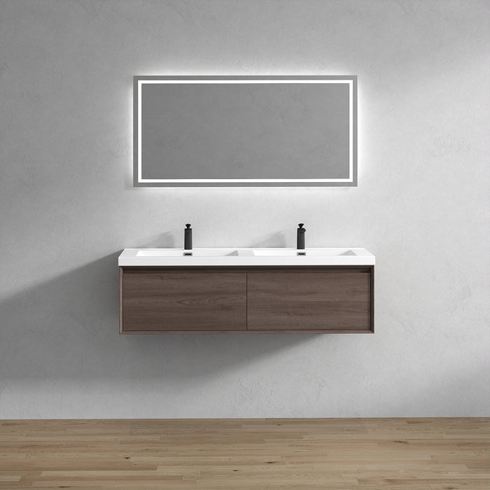 Bella 60" Floating Vanity in Red Oak with Acrylic Double Sink - Better Vanity