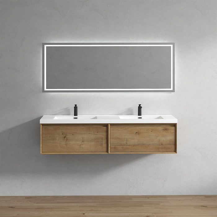 Bella 72" Floating Vanity in White Oak with Acrylic Double Sink - Better Vanity