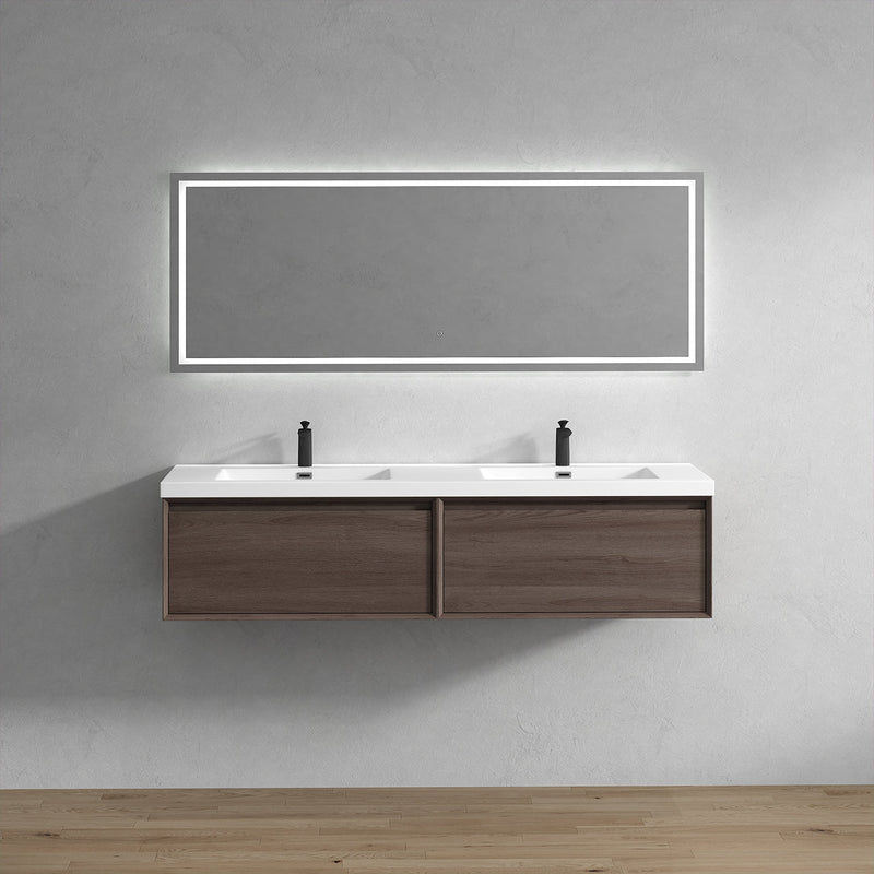 Bella 72" Floating Vanity in Red Oak with Acrylic Double Sink - Better Vanity