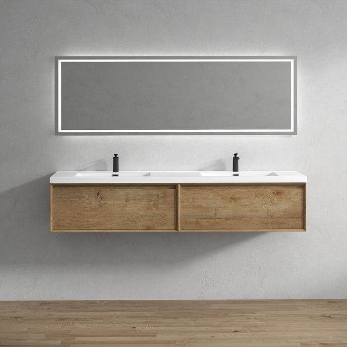 Bella 84" Floating Vanity in White Oak with Acrylic Double Sink - Better Vanity