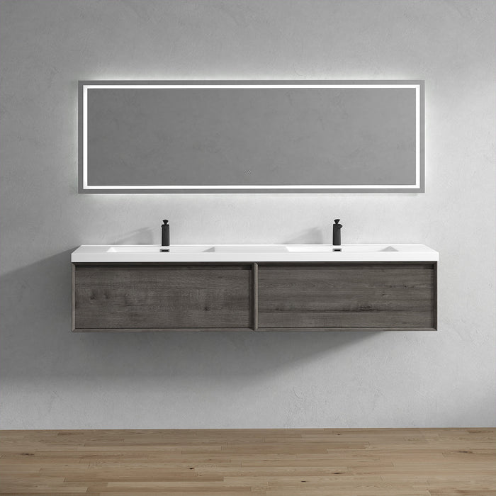 Bella 84" Floating Vanity in Smoke Oak with Acrylic Double Sink - Better Vanity