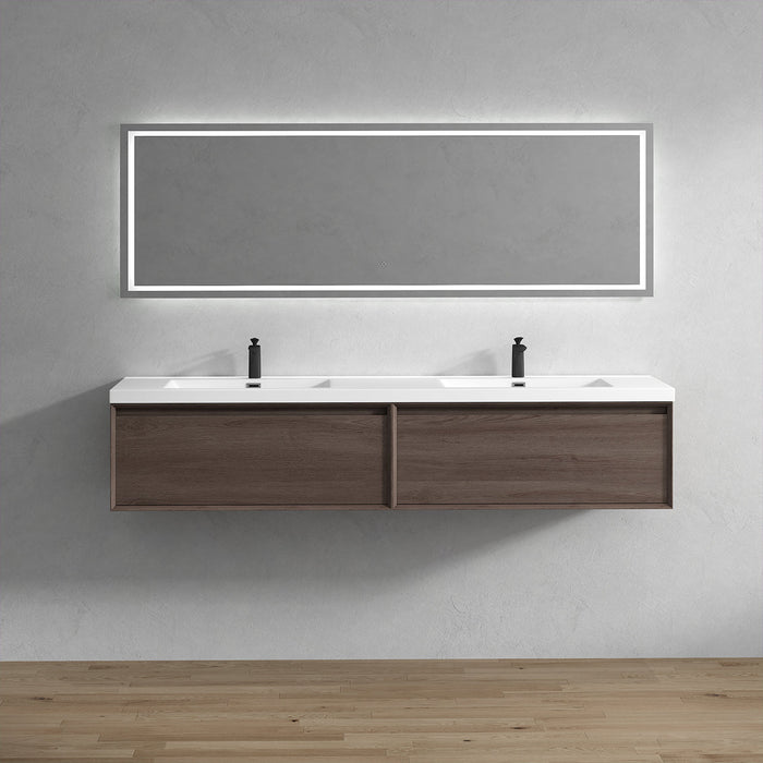 Bella 84" Floating Vanity in Red Oak with Acrylic Double Sink - Better Vanity