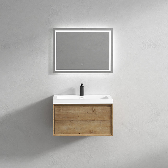 Bella 30" Floating Vanity with Single Reinforced Acrylic Sink Top in White Oak - Better Vanity