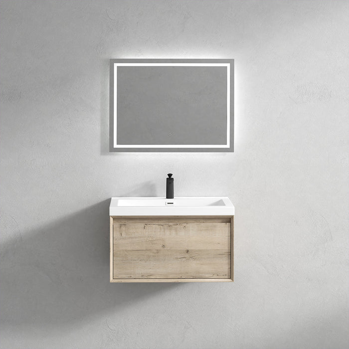 Bella 30" Floating Vanity with Single Reinforced Acrylic Sink Top in Light Oak - Better Vanity