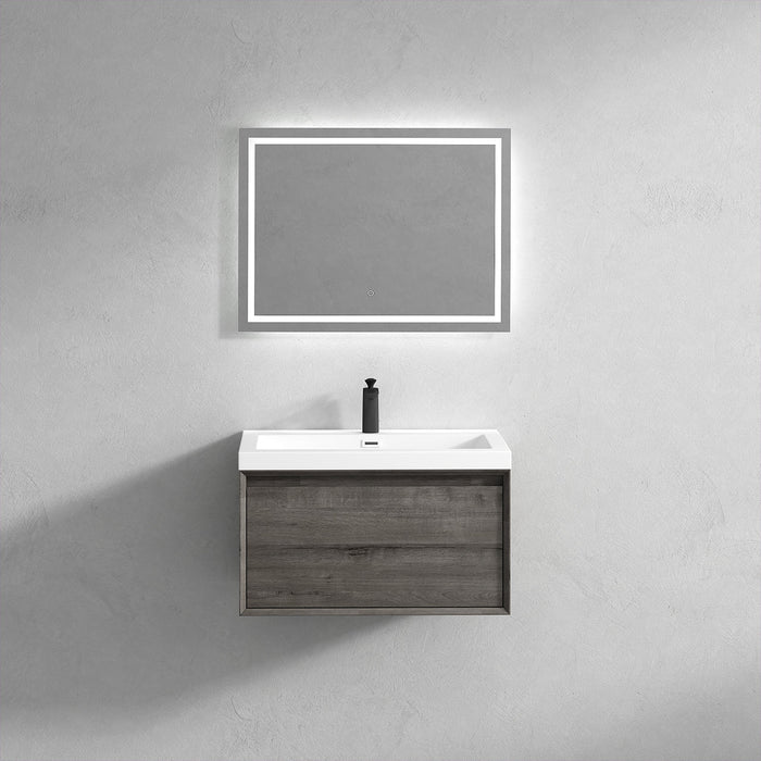 Bella 30" Floating Vanity with Single Reinforced Acrylic Sink Top in Smoke Oak - Better Vanity