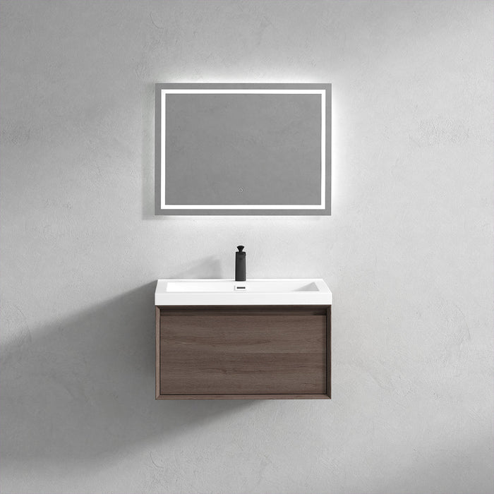 Bella 30" Floating Vanity with Single Reinforced Acrylic Sink Top in Red Oak - Better Vanity