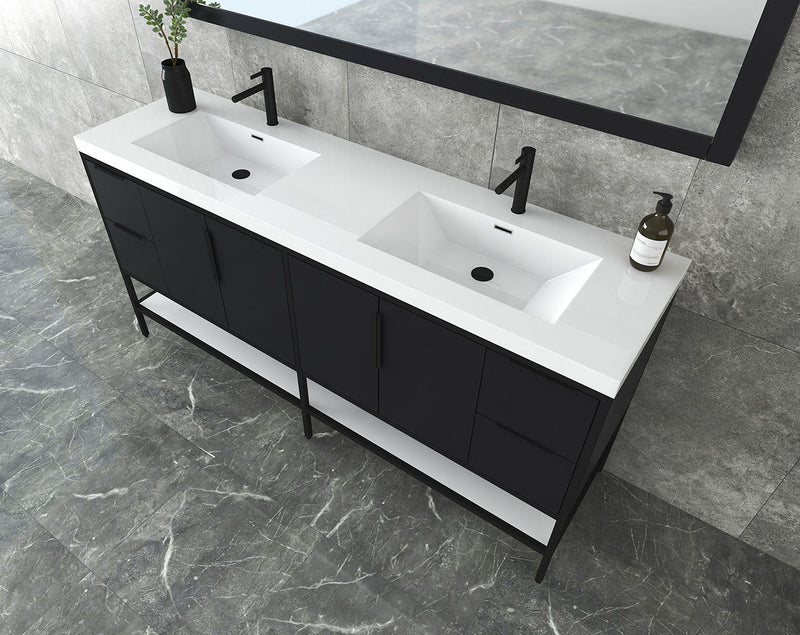 Matthew 24"-72" Glossy White Freestanding Vanity with Reinforced Acrylic Sinks (image 7)