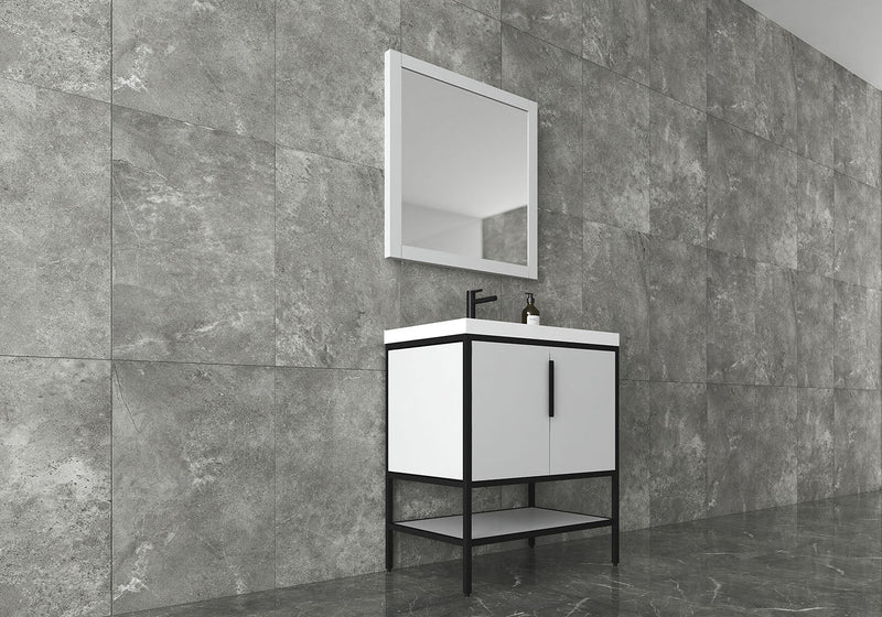 Matthew 24"-72" Glossy White Freestanding Vanity with Reinforced Acrylic Sinks