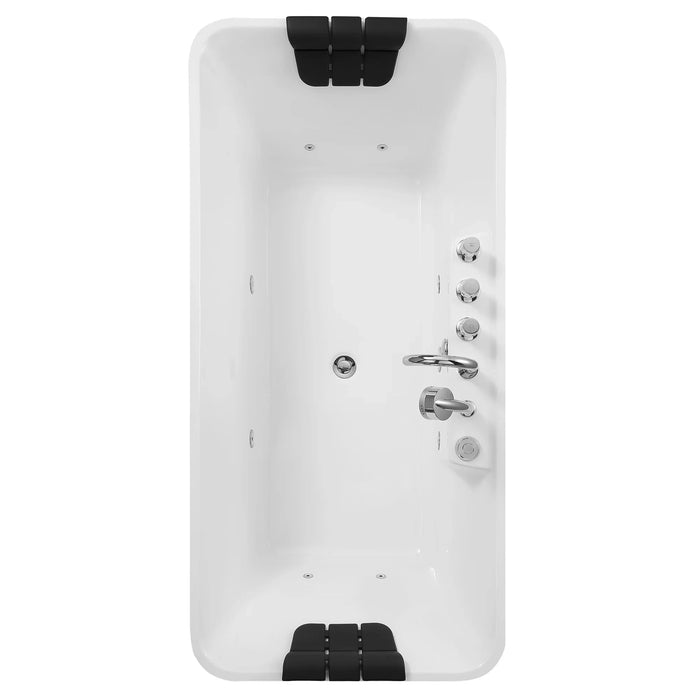 Empava 59" Freestanding Whirlpool Rectangle Tub with Center Drain | EMPV-59AIS15