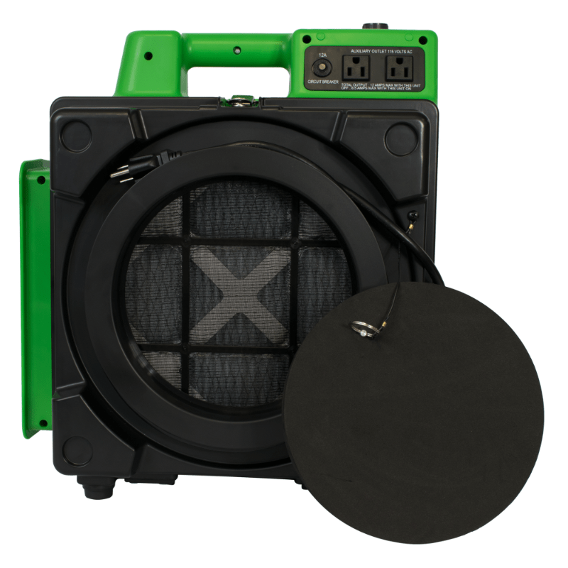 6 x 2480a green hepa air scrubber open front view.