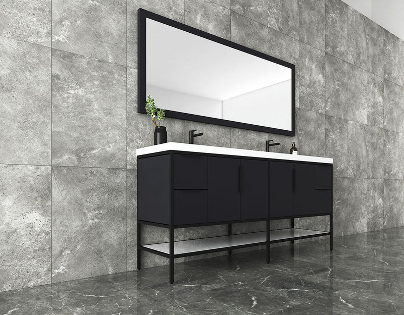 Matthew 24"-72" Glossy White Freestanding Vanity with Reinforced Acrylic Sinks (image 6)