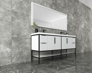 Matthew 24"-72" Glossy White Freestanding Vanity with Reinforced Acrylic Sinks (image 3)
