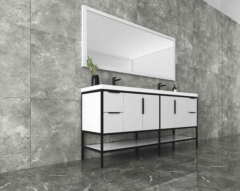 Matthew 24"-72" Glossy White Freestanding Vanity with Reinforced Acrylic Sinks (image 3)