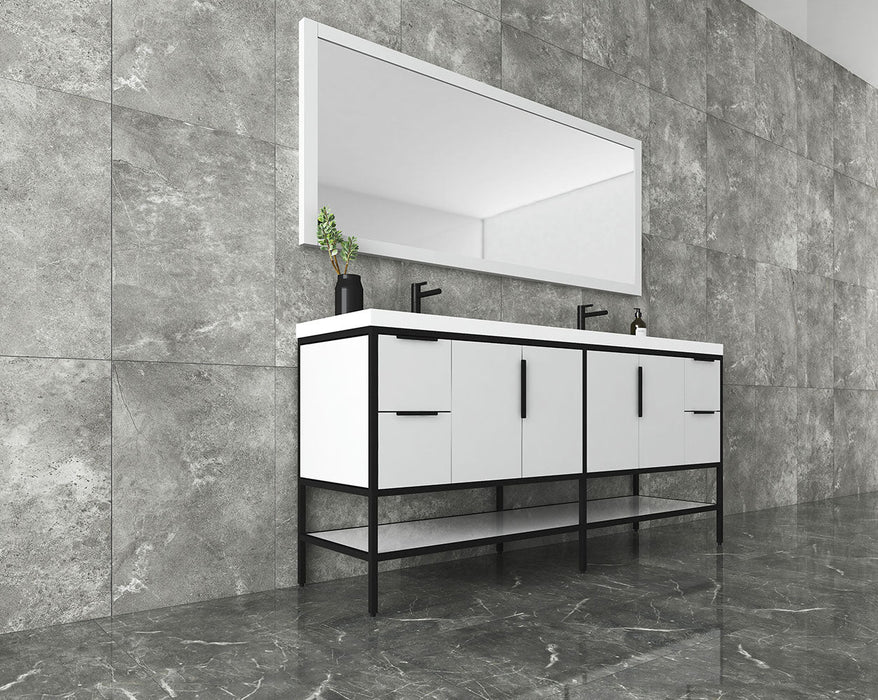 Matthew 24"-72" Glossy White Freestanding Vanity with Reinforced Acrylic Sinks