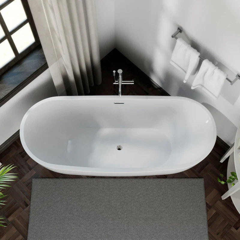 Empava 69" Freestanding Soaking Tub with Center Drain | EMPV-69FT1603 (image 2)