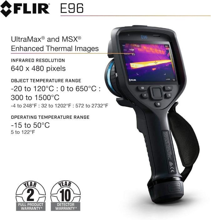 FLIR E96 Advanced Thermal Imaging Camera 640 x 480 30 Hz with Thermal Studio Pro Software UltraMax and NIST Calibration