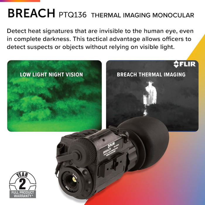 FLIR Breach PTQ136 Multifunctional Thermal Imaging Monocular Boson Core 9.1mm Lens 320 x 256 60 Hz