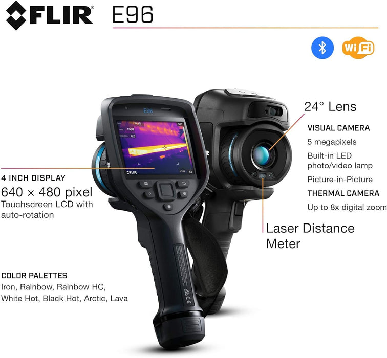 FLIR E96 Advanced Thermal Imaging Camera with Viewfinder MSX UltraMax and Thermal Studio Pro 640 x 480 30 Hz