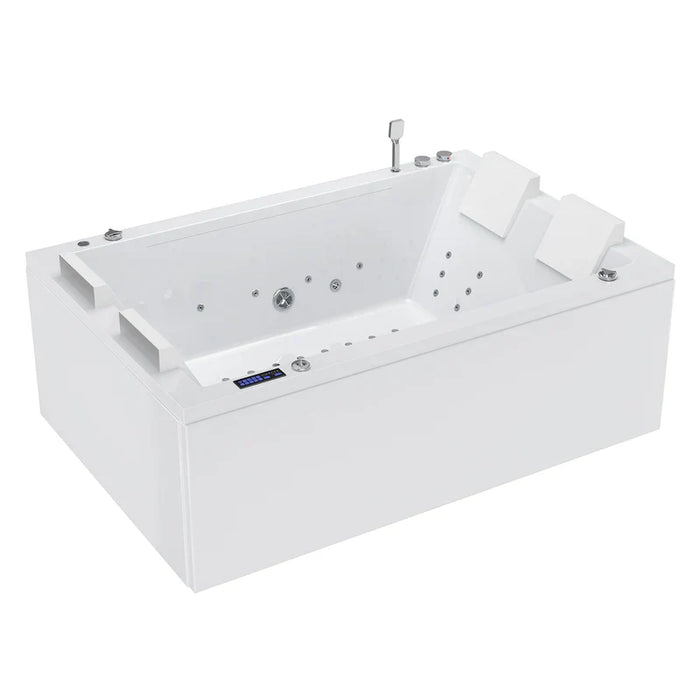 Empava 71" Freestanding Combination Massage 2-Person LED Tub with Center Drain | EMPV-71JT801