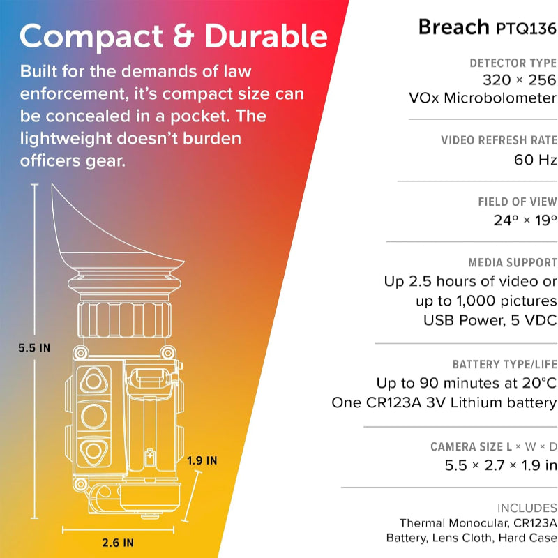 FLIR Breach PTQ136 Multifunctional Thermal Imaging Monocular Boson Core 9.1mm Lens 320 x 256 60 Hz (image 7)