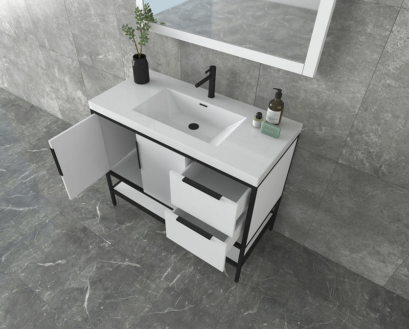 Matthew 24"-72" Glossy White Freestanding Vanity with Reinforced Acrylic Sinks