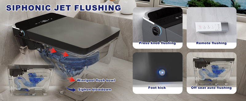 T2605 Matte Gray Smart Toilet with LED Screen & Bidet (image 3)