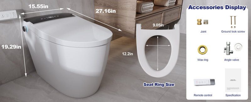 T105 White Smart Toilet with LED Screen & Bidet (image 8)
