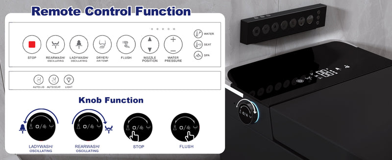 T2605 Matte Black Smart Toilet with LED Screen & Bidet